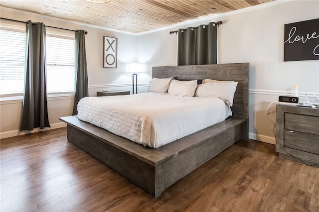 265 Traders Hill Rd, Folkston, GA 31537 - bedroom featuring crown molding, wood ceiling, wood finished floors, and baseboards