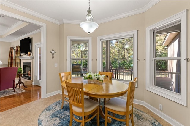 dining room with ornamental molding