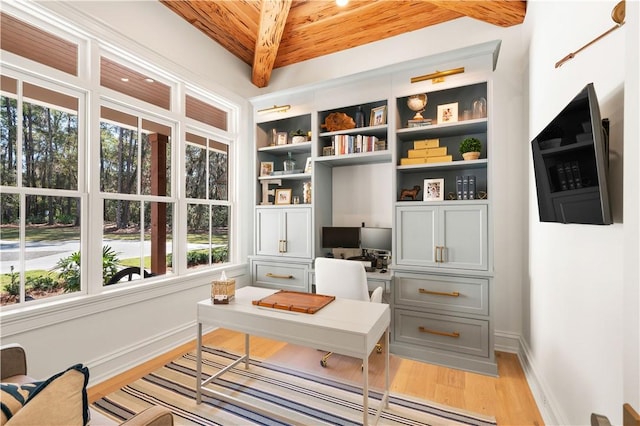 329 Saint Annies Ln, Saint Simons Island, GA 31522 - office featuring wood ceiling and light wood-type flooring
