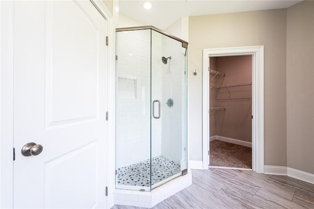 119 Silver Bluff Dr, Brunswick, GA 31523 - full bath featuring a shower stall, a spacious closet, and recessed lighting