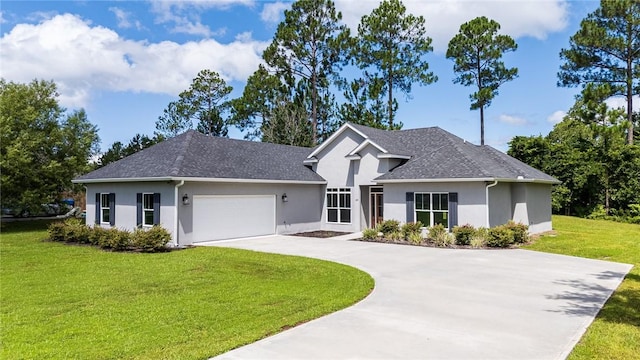 119 Silver Bluff Dr, Brunswick, GA 31523 - ranch-style home featuring stucco siding, driveway, a garage, and a front lawn