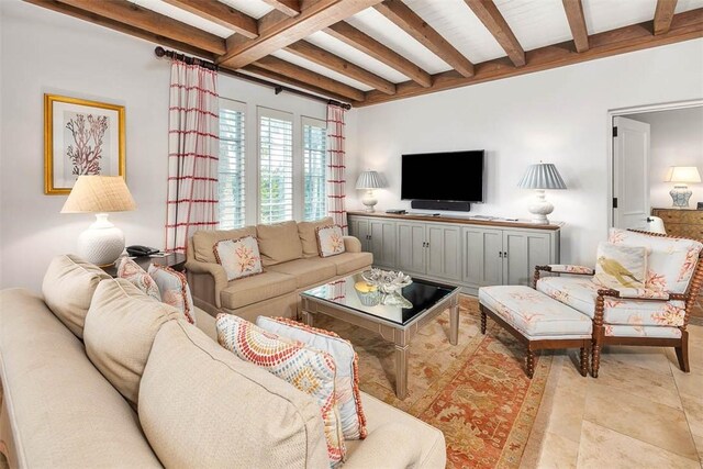 10 Dune Ave Unit 18Int 3, Sea Island, GA 31561 - living room with beam ceiling