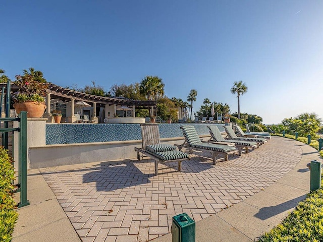 view of pool featuring a patio