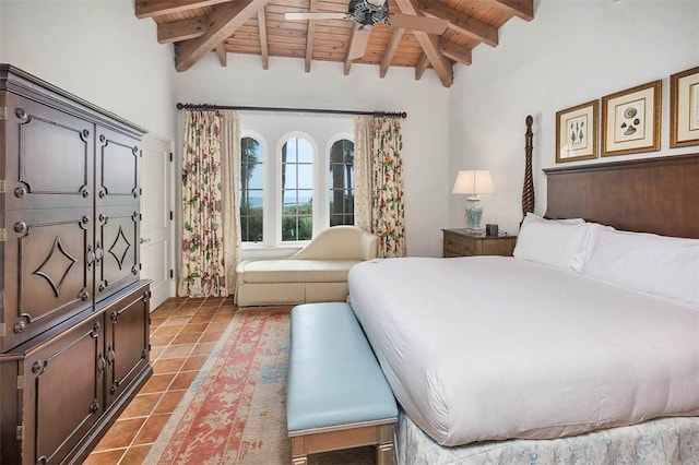 10 Dune Ave Unit 18Int 3, Sea Island, GA 31561 - bedroom with lofted ceiling with beams, light tile patterned floors, and wood ceiling