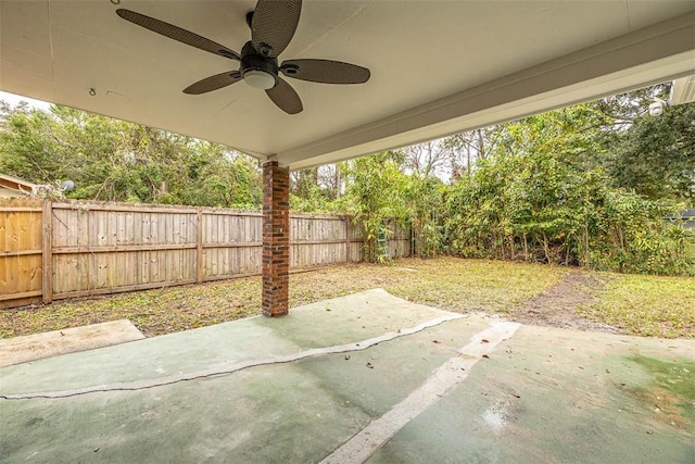 view of patio / terrace featuring ceiling fan