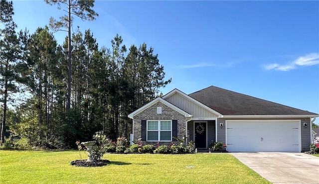 10003 Woodland Cv, Brunswick, GA 31525 - single story home with driveway, a front lawn, board and batten siding, and an attached garage