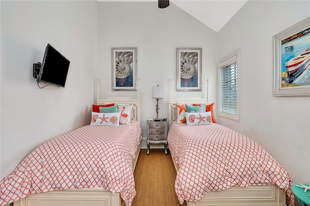 bedroom with vaulted ceiling