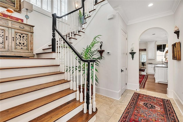 foyer entrance with ornamental molding