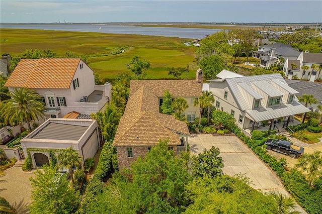 bird's eye view featuring a water view