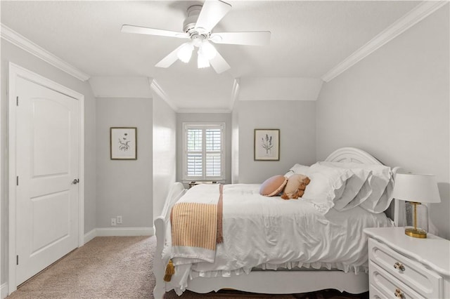 149 Harbor Pointe Dr, Brunswick, GA 31523 - bedroom with crown molding, carpet floors, a ceiling fan, and baseboards