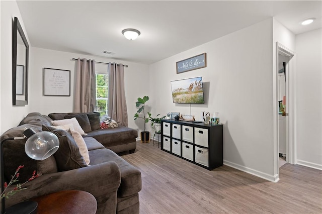 living room featuring light hardwood / wood-style floors