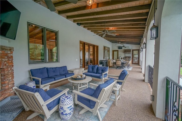 view of patio / terrace featuring an outdoor living space and french doors