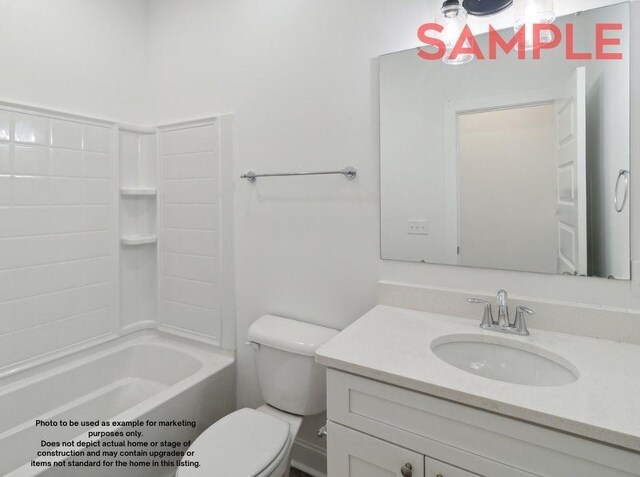 full bathroom featuring shower / bathing tub combination, vanity, and toilet