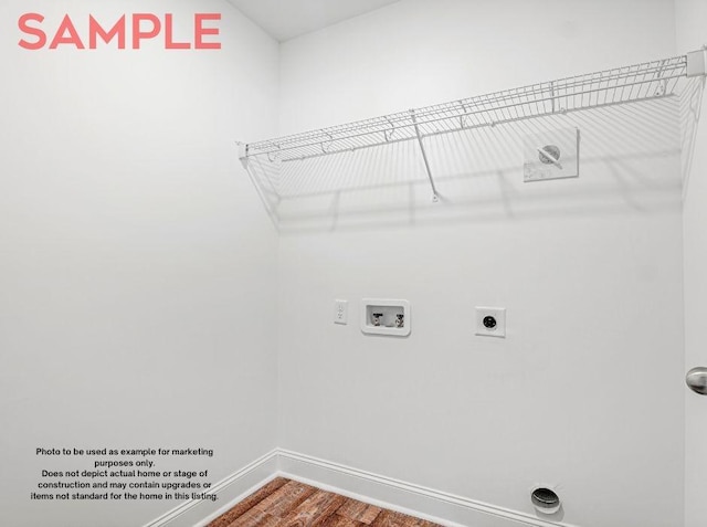 laundry area featuring hardwood / wood-style floors, hookup for an electric dryer, and hookup for a washing machine