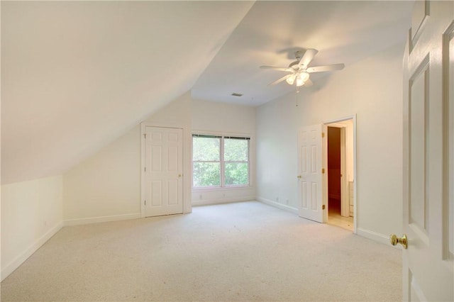 112 Newfield St, Saint Simons Island, GA 31522 - additional living space featuring vaulted ceiling, light colored carpet, and ceiling fan