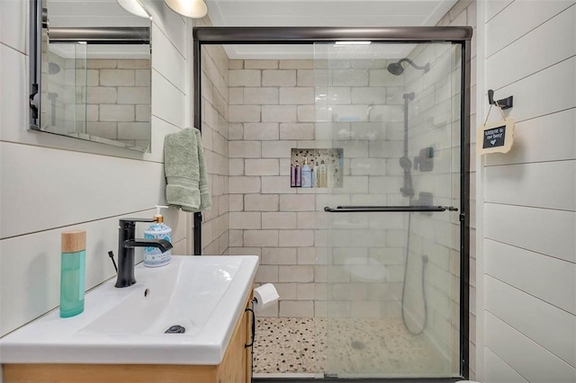 205 Palmetto St, Saint Simons Island, GA 31522 - bathroom featuring a shower stall and vanity