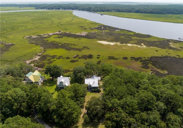 aerial view featuring a rural view and a water view