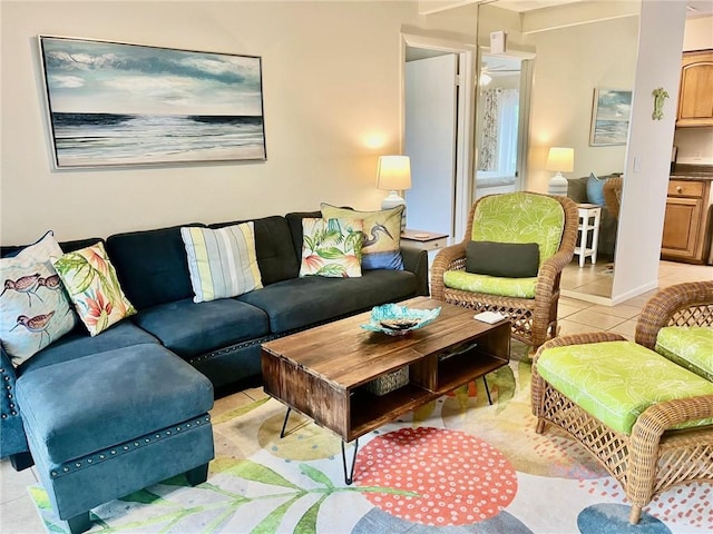 view of tiled living room