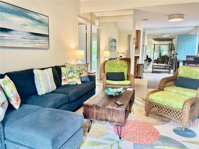 view of tiled living room