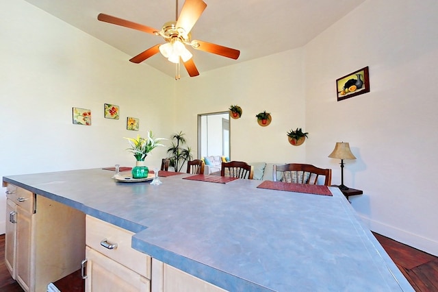 415 Dewey St, Waycross, GA 31501 - dining area with dark wood-type flooring and a ceiling fan