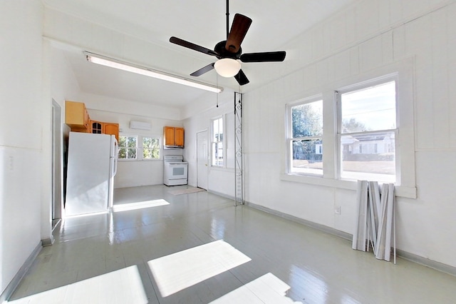 415 Dewey St, Waycross, GA 31501 - unfurnished living room with a ceiling fan and light wood-style floors