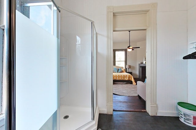 415 Dewey St, Waycross, GA 31501 - ensuite bathroom with a stall shower and ceiling fan