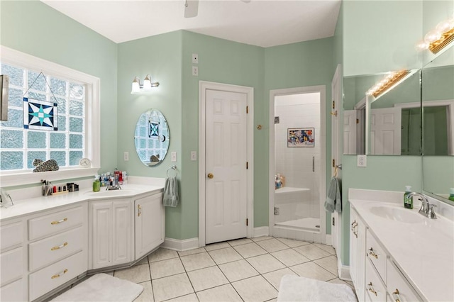 117 Serenoa Dr, Brunswick, GA 31523 - full bathroom featuring vanity, a shower stall, and tile patterned flooring