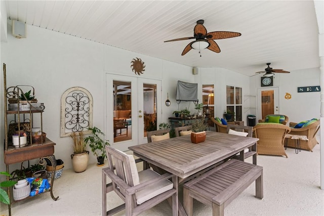 117 Serenoa Dr, Brunswick, GA 31523 - dining area with ceiling fan and french doors