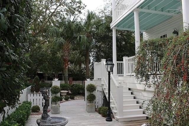 wooden deck with stairway