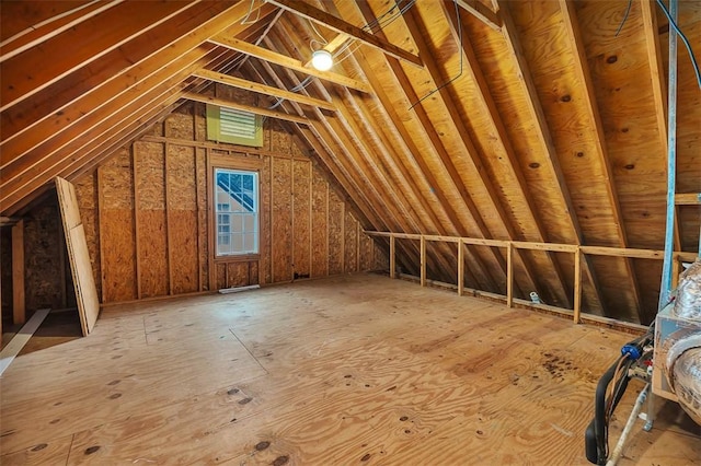 view of unfinished attic