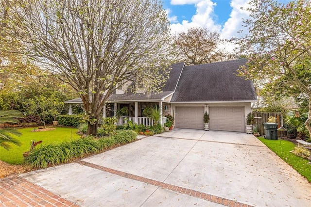 view of front of home with a garage and a front lawn