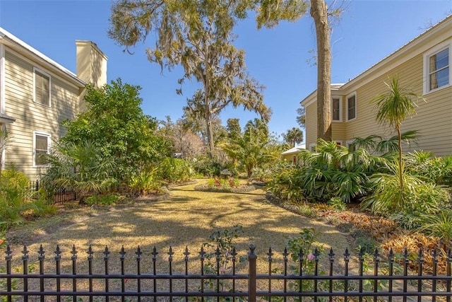 view of yard with a fenced front yard