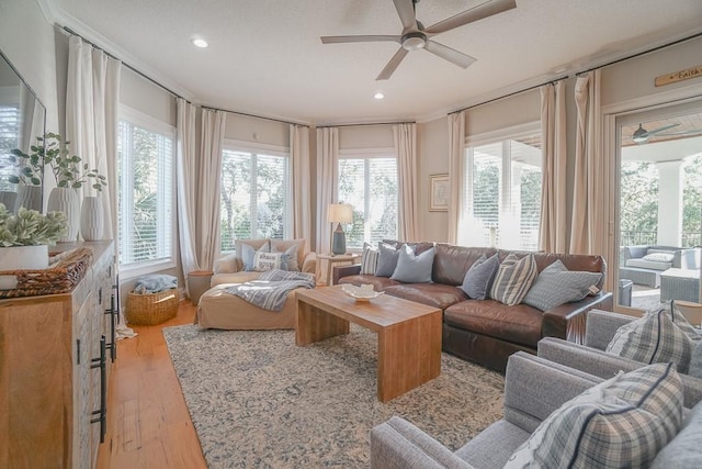 sunroom with a wealth of natural light and ceiling fan