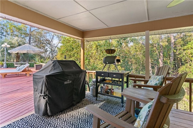 deck featuring area for grilling