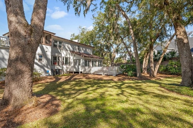 view of yard featuring a deck