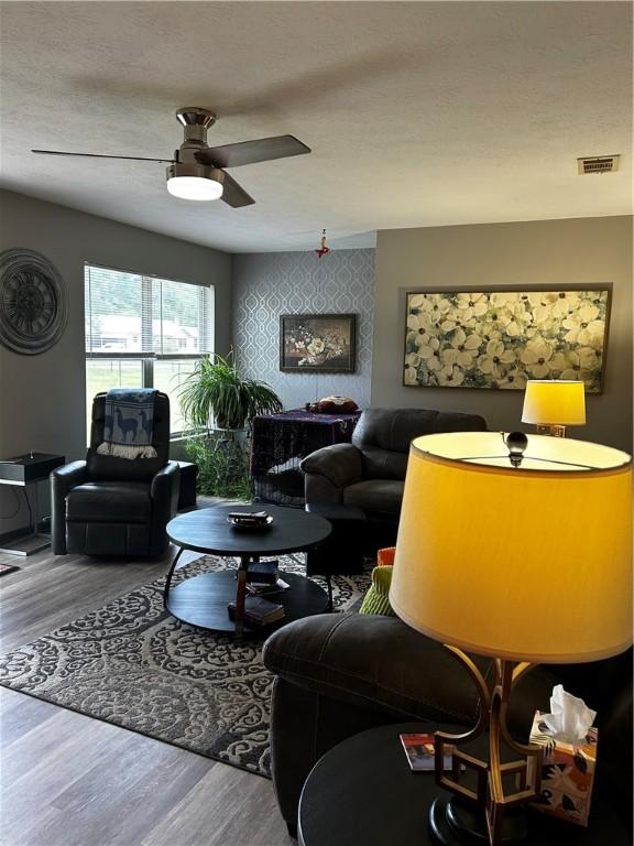 604 E Waring St, Waycross, GA 31501 - living room with wood finished floors and ceiling fan
