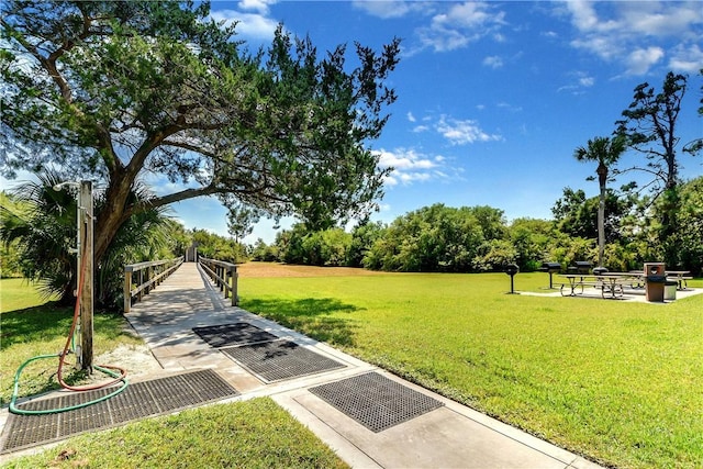 view of community featuring a yard