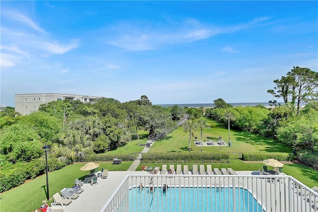 view of pool featuring a patio area