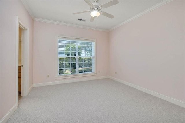 17 Willow Ct, Brunswick, GA 31523 - empty room featuring ornamental molding, light colored carpet, baseboards, and ceiling fan