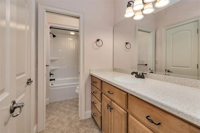 17 Willow Ct, Brunswick, GA 31523 - full bathroom with vanity, toilet, a chandelier, and washtub / shower combination