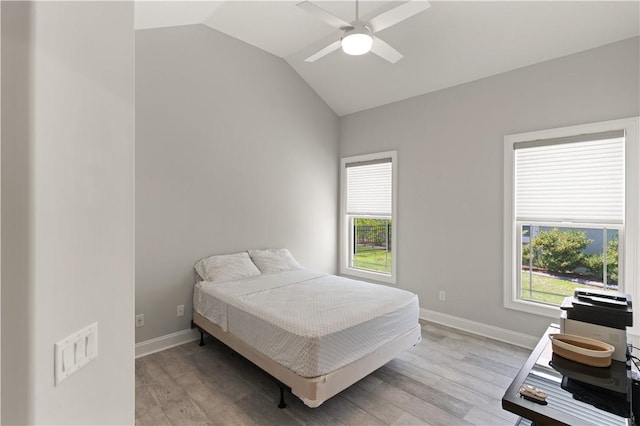 107 Cason Noah Dr, Kingsland, GA 31548 - bedroom with ceiling fan, lofted ceiling, and light hardwood / wood-style flooring