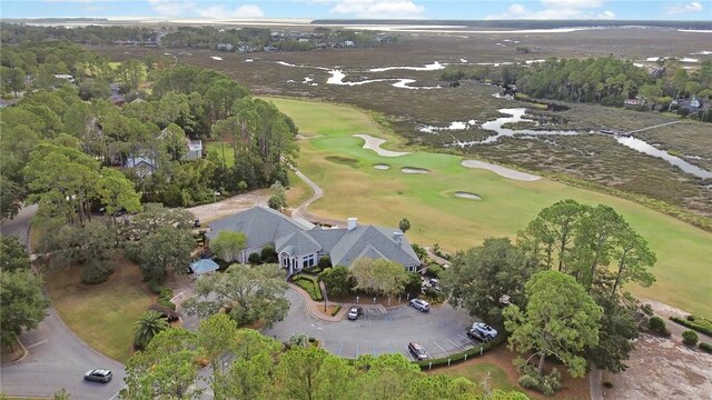 birds eye view of property featuring golf course view