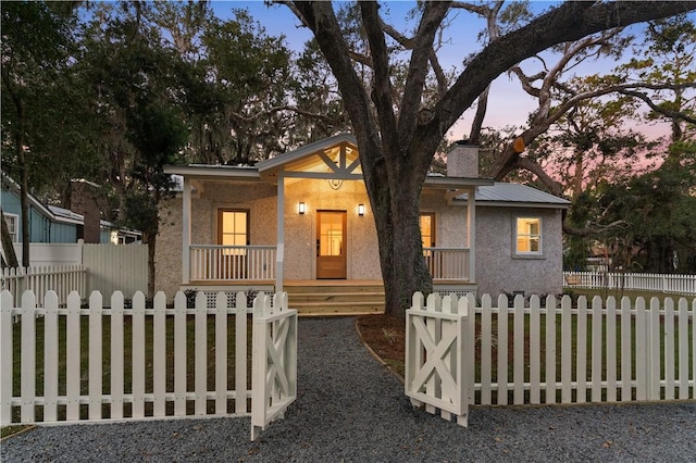 view of front of home with covered porch