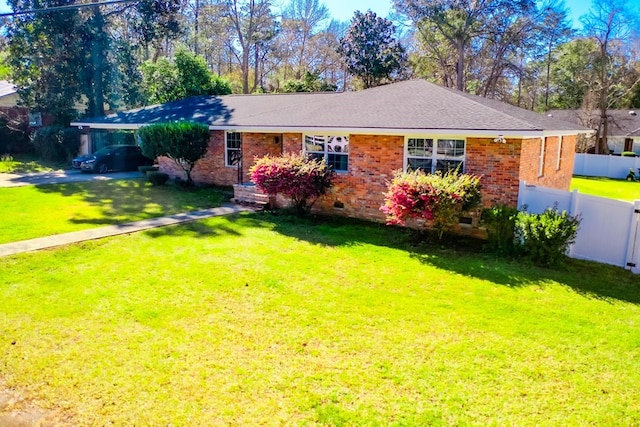 1625 Windsor Dr, Waycross, GA 31501 - ranch-style house with brick siding, a front lawn, crawl space, and fence