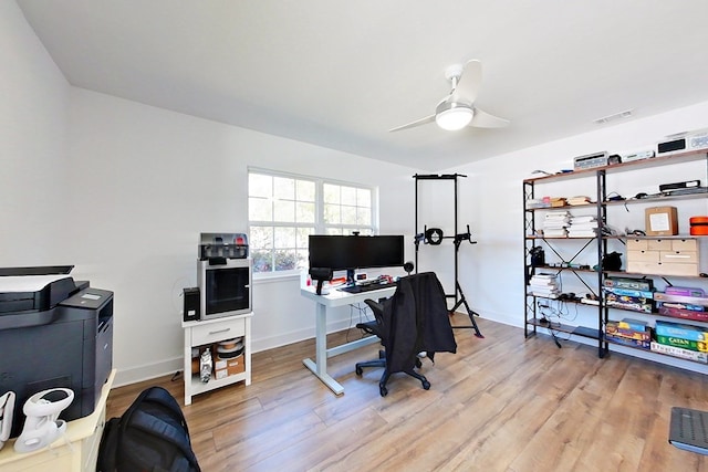 1625 Windsor Dr, Waycross, GA 31501 - office space with light wood-type flooring, visible vents, a ceiling fan, and baseboards