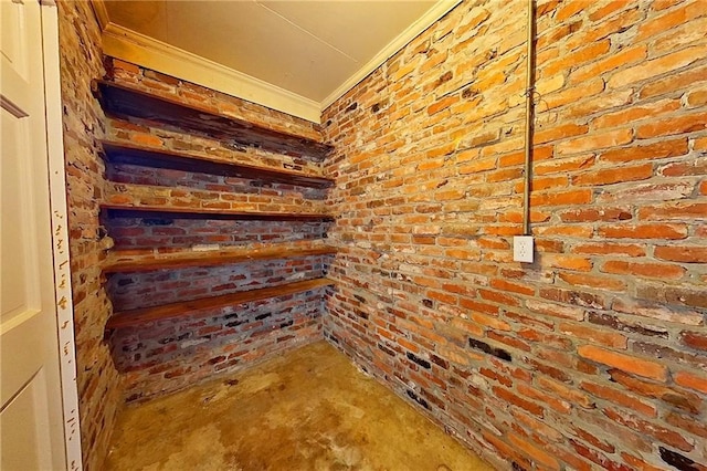 2227 Ware St, Blackshear, GA 31516 - corridor featuring crown molding and unfinished concrete flooring