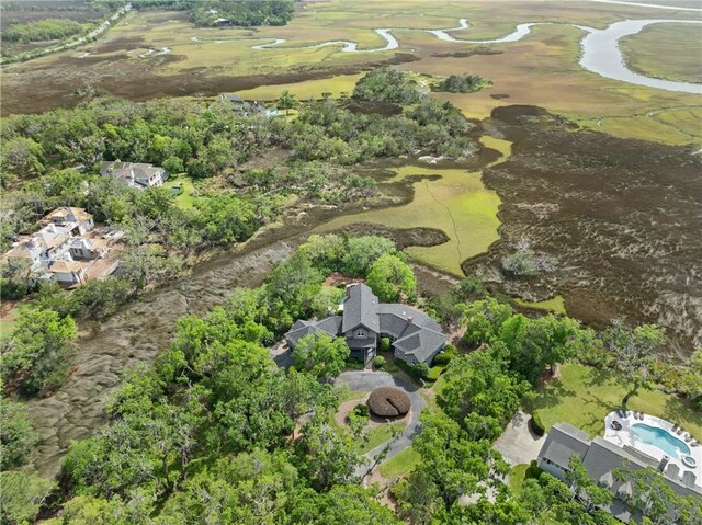 drone / aerial view featuring view of golf course