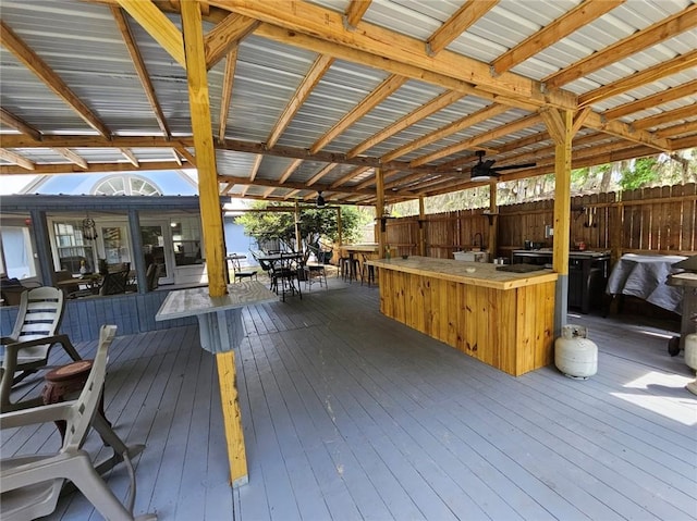 300 Crestview Dr, Woodbine, GA 31569 - deck featuring ceiling fan and outdoor dining area