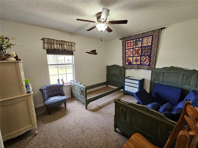 300 Crestview Dr, Woodbine, GA 31569 - carpeted bedroom featuring a textured ceiling and ceiling fan