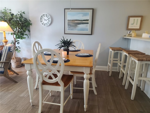 dining area featuring wood-type flooring